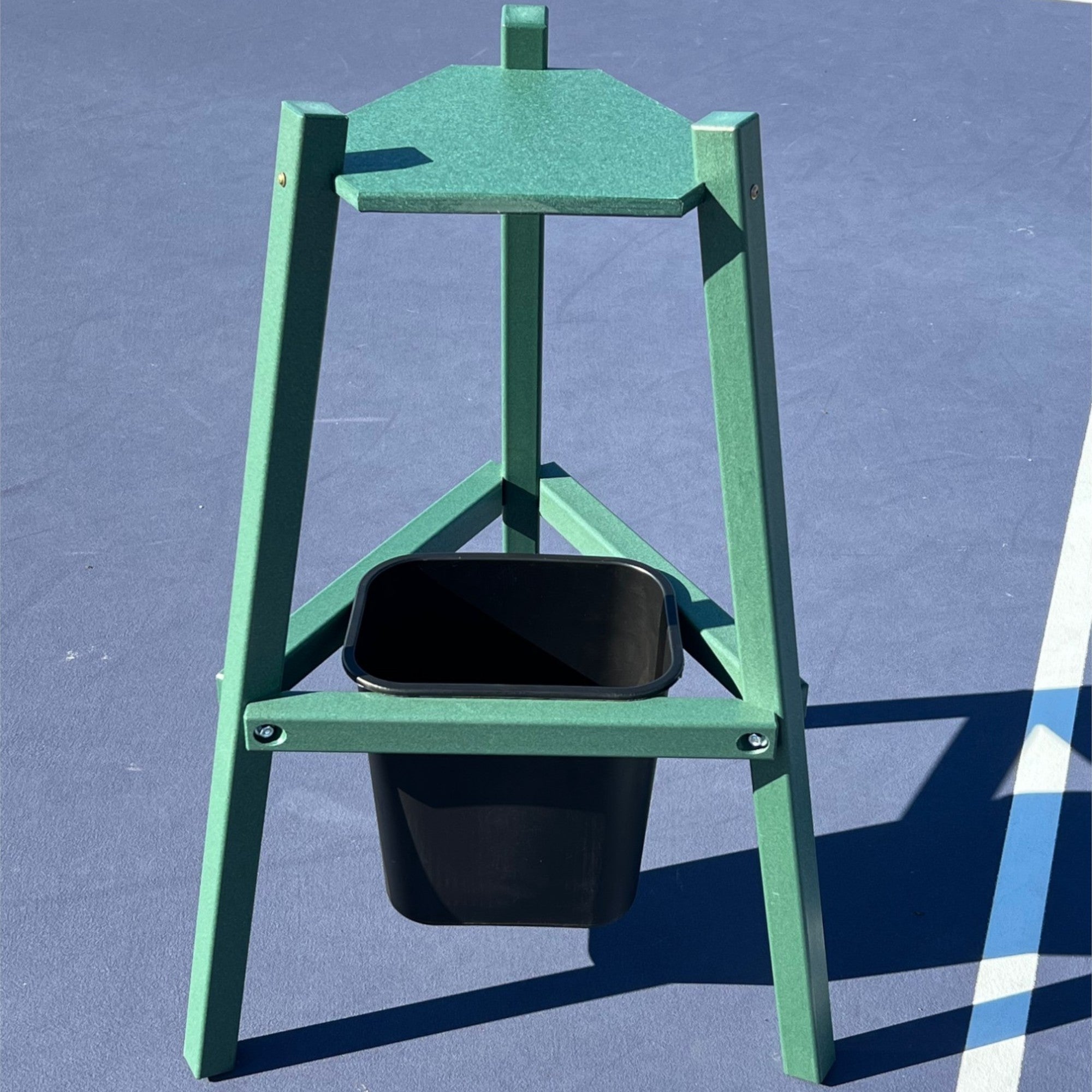 All-Weather Poly Lumber Cooler Stand with trash bin