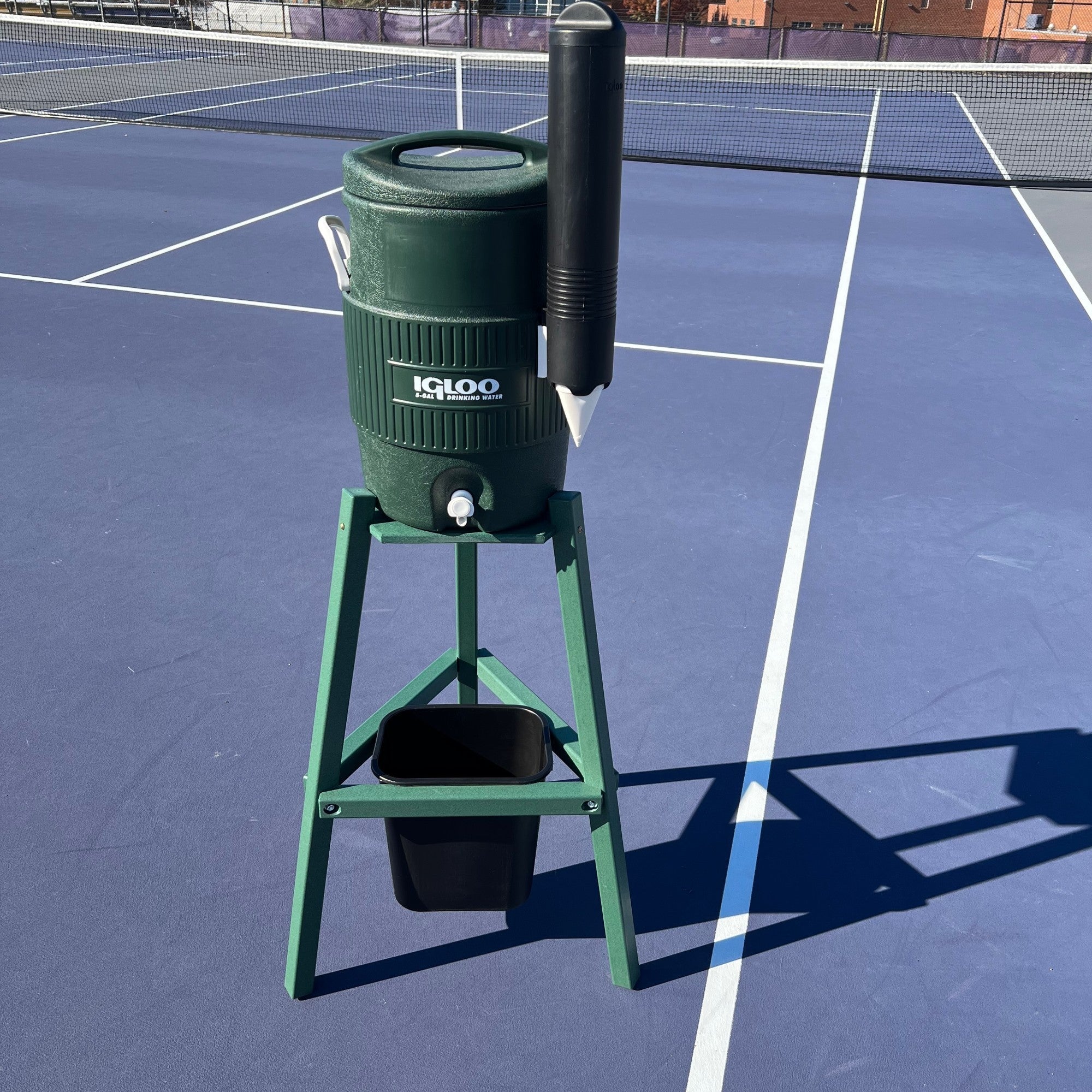 All-Weather Poly Lumber Cooler Stand on tennis court