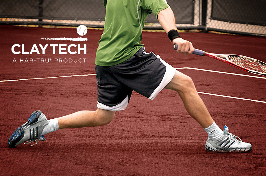 tennis player sliding in claytech tennis court