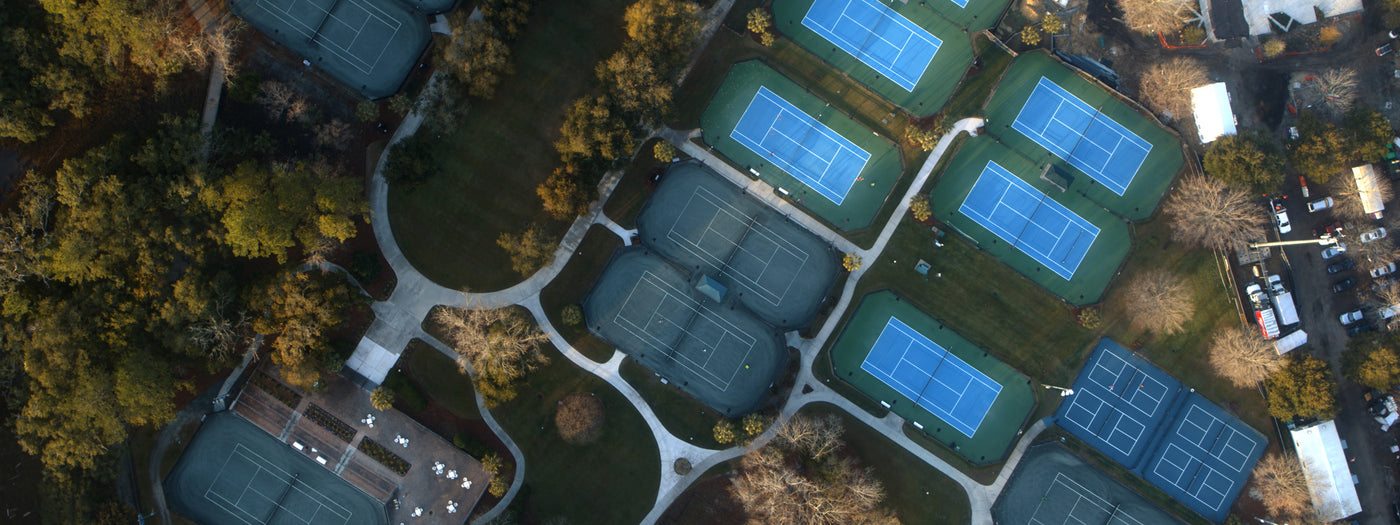 aerial view of charleston open tennis courts